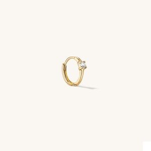 Mejuri Colored Mini Hoop - White Sapphire & Yellow Gold. Single.